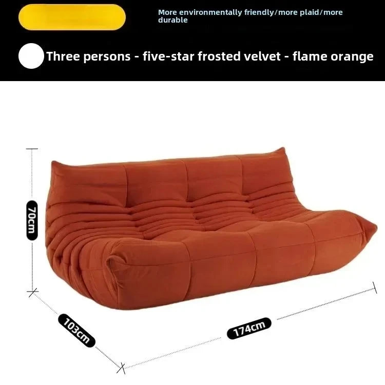 Fashion Freehand Space Original First Layer Cowhide Three-person Italian Minimalist Togo Caterpillar Lazy Sofa Lazy Sofa