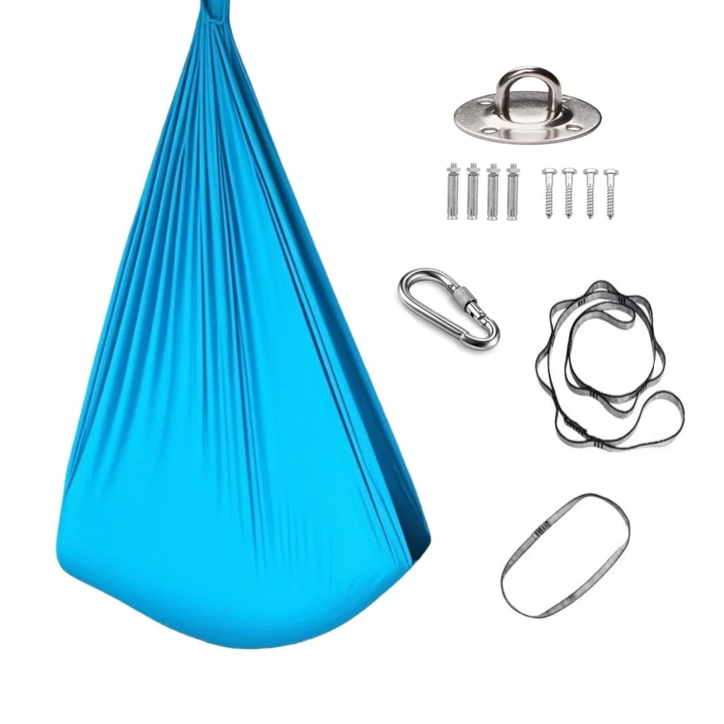 1.5*2.8m Elastic Swing Hammock Indoor and Outdoor (Including Fixing Hardware) Elastic Swing Adjustable Aerial Yoga Adult Healing Hammock Swing Set, Elastic Fabric Hammock. Embrace the Swing, a Hanging Swing Hammock, Suitable