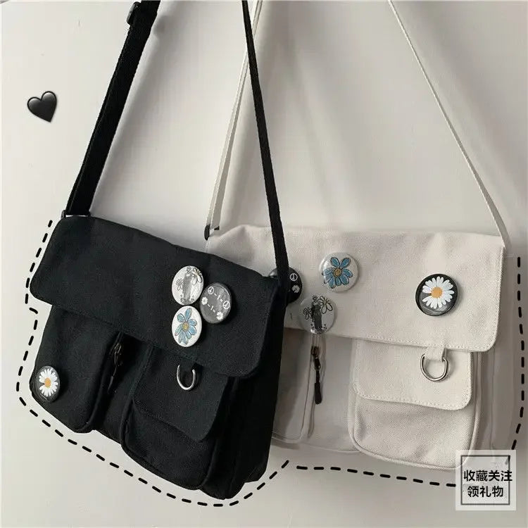 Ladies' Cute and Versatile Canvas Youth Fashion Shoulder Bag Student Large Capacity Crossbody Bag
