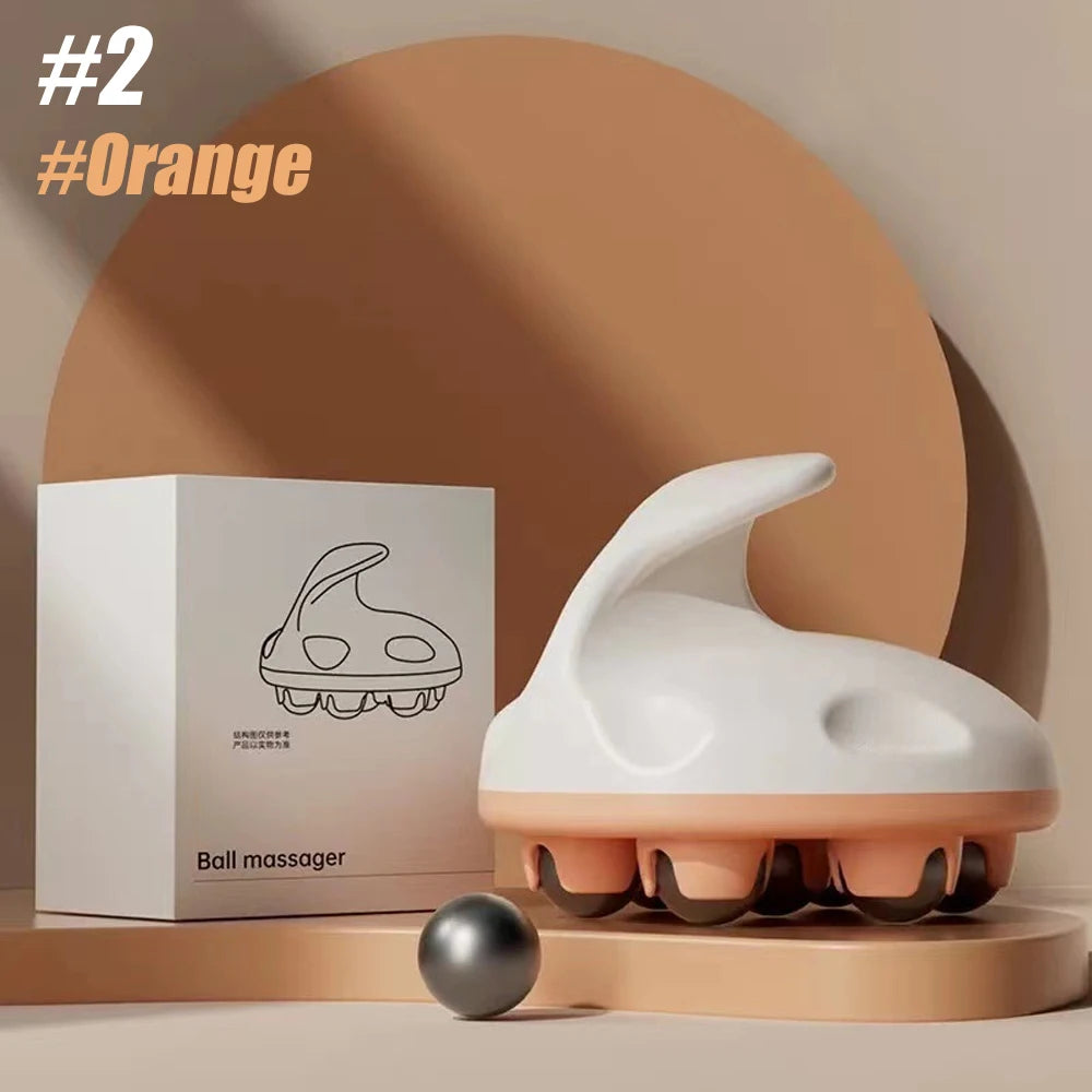 Hand Roller Massager for Cellulite Massage,Deep Tissue Massage Ball for Back,Neck,Foot,Shoulder,with 7 360-degree Metal Roller