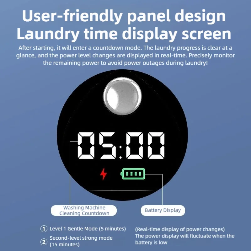 Cordless 1.5L Mini Washer 3600mAh Dual Speed Adjustable for Traveling Socks Underwear Portable Clothes Washing Cups