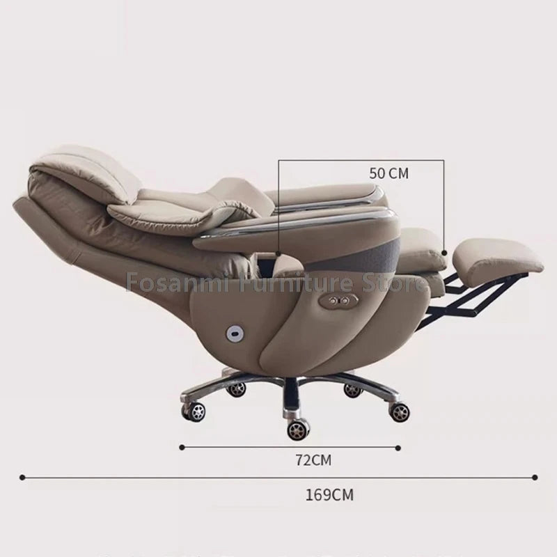 Comfortable and Soft Leather Electric Home Gaming Swivel Chair Thick Boss Office Chair Ergonomic Adjustable Height Desk Chairs