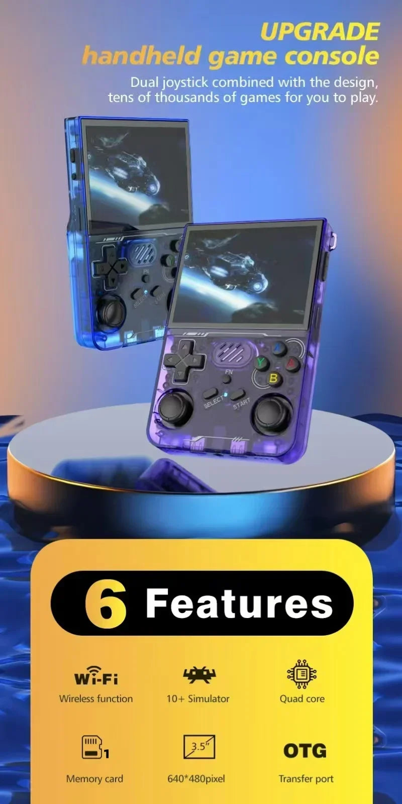 R36S updated R36XX Retro Handheld Game Console Linux ARKOS 3.5Inch IPS Screen Portable Pocket Video Player  Wi-Fi Games Kid Gift