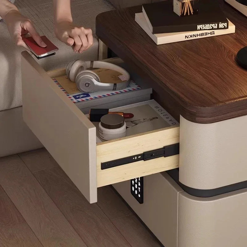 Smart Bedside Table Side With Combination Lock Deluxe Bedside Table Locker Safe Box Cabinet Nightstands Home Bedroom Furniture