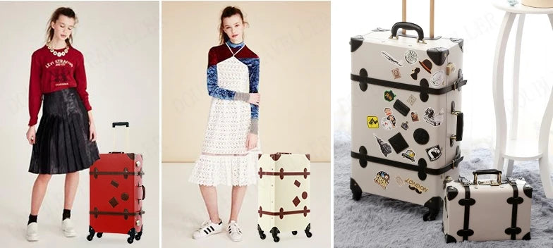 20/22/24''26 inch Luggage set woman Travel Suitcase Set Universal Retro password rolling luggage case middle size luggage