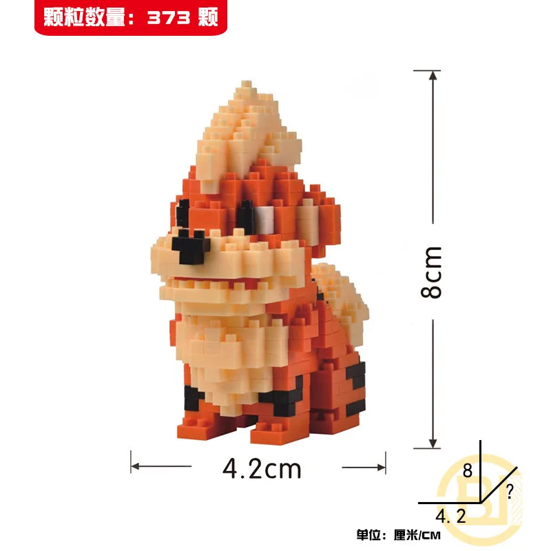 DIY Pokemon Blocks Small Cartoon Mini Building Block Pikachu Charizard Eevee Mewtwo Anime Assemble Action Model Dolls Toys