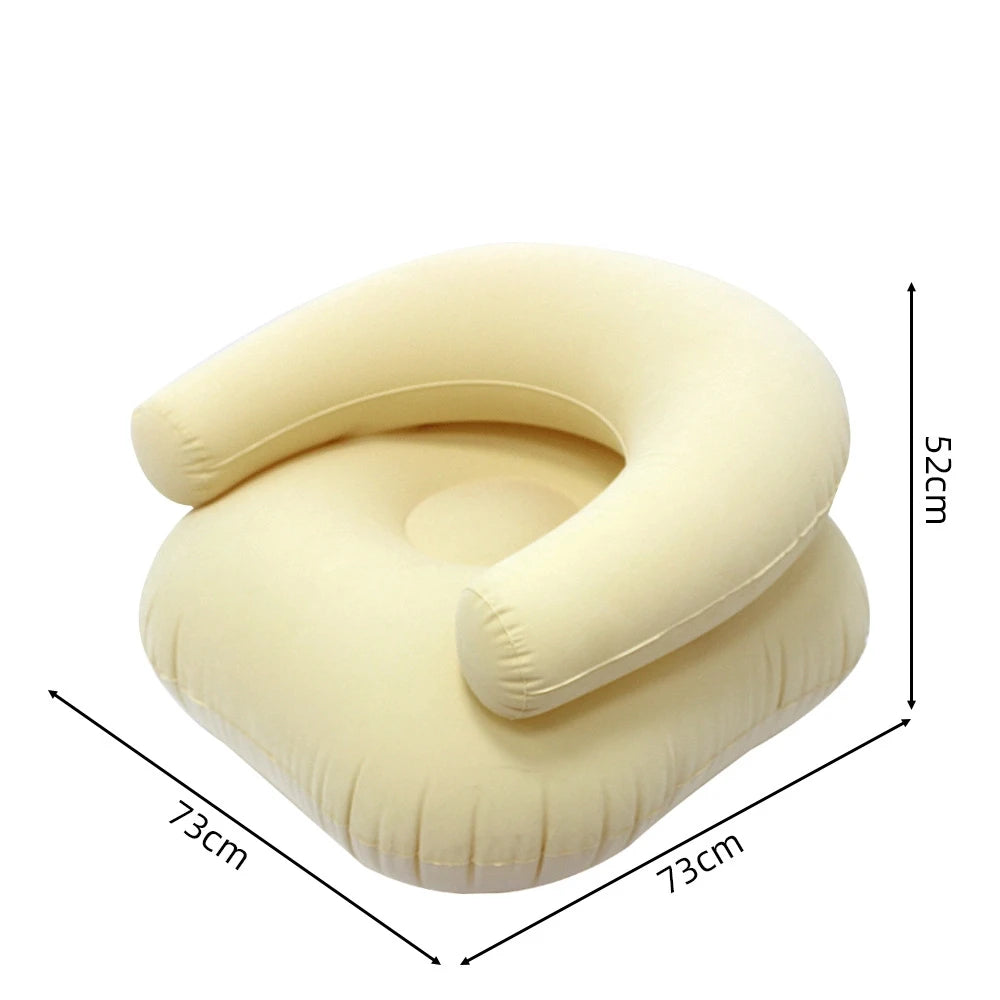Lazy U-Shaped Inflatable Sofa Chairs Flocking Pvc Lounger Seat Outdoor Camping Living Room Portable Folding Air Single Sofa
