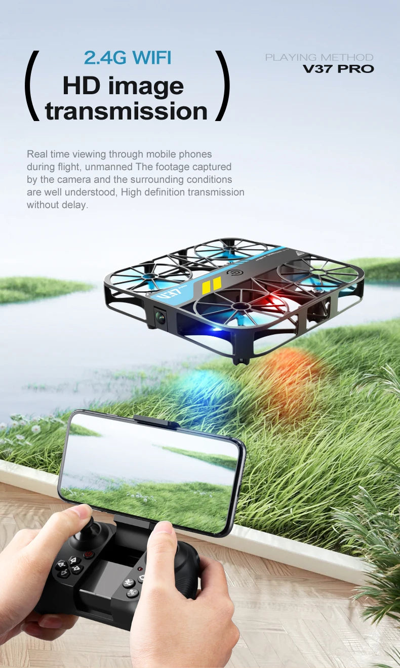 4DRC V37 New Mini 8K Drone with Camera 4K HD Easy To Carry WiFi FPV Dron Pocket Rc Helicopter Quadcopter Family Toys Gift