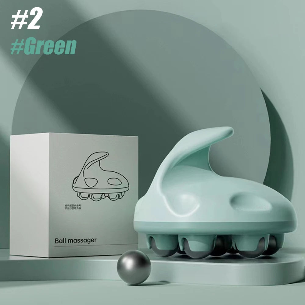 Hand Roller Massager for Cellulite Massage,Deep Tissue Massage Ball for Back,Neck,Foot,Shoulder,with 7 360-degree Metal Roller