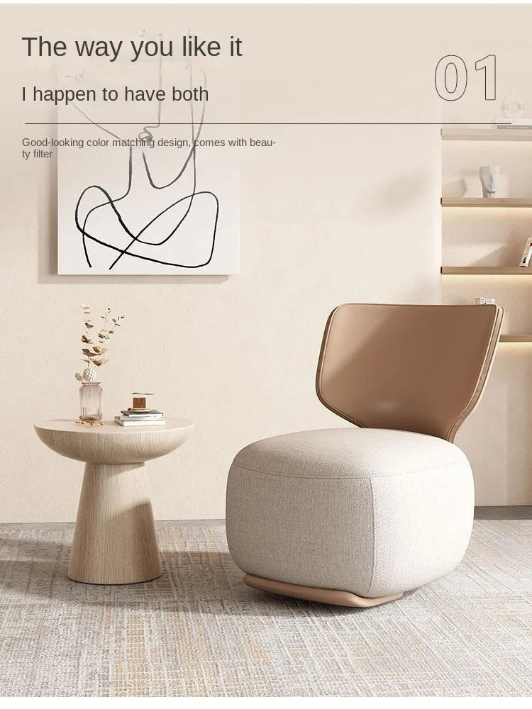 Log Light Luxury First Class Cabin Lounge Sofa Chair Nordic Living Room  Fabric Low Stool Balcony Leisure Armchair 2023 New