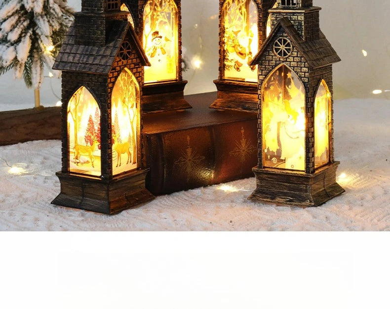 2025 Christmas LED Night Light Lantern Lamp Table Ornament Santa Claus Snowman Vintage Light Table for Home Xmas Navidad Gifts