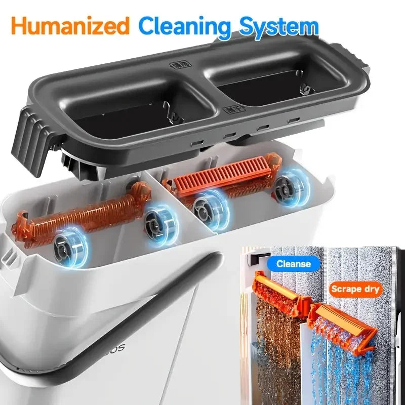 JOYBOS Spin Hand Free Flat Mop 33cm With Bucket Set Floor Cleaning Wet&Dry System Separation For Living Room Toilet Home Mops