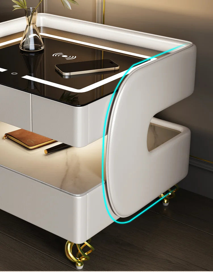 Modern Aesthetic Nightstands Wireless Charging Design Minimalist With Light Bedside Table Elegant Trendy Cajoneras Furniture