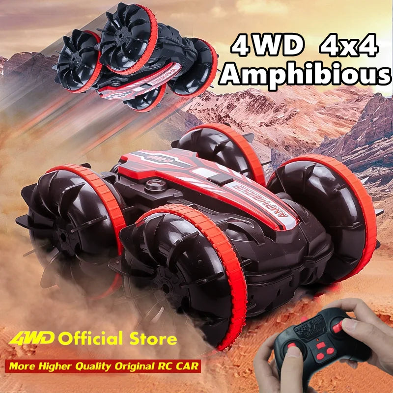 Amphibious RC Car Remote Control Stunt Car Vehicle Double-sided Flip Radio 4WD Drift Off Road Outdoor Toys for Boy Children Gift