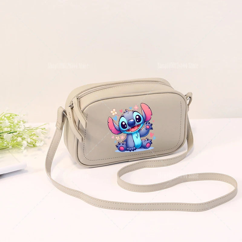 Lilo & Stitch Women Crossbody Zipper Mobile Phone Shoulder Bag Female Handbag Cartoon Multifunction Small Bag Lady Purse Gift