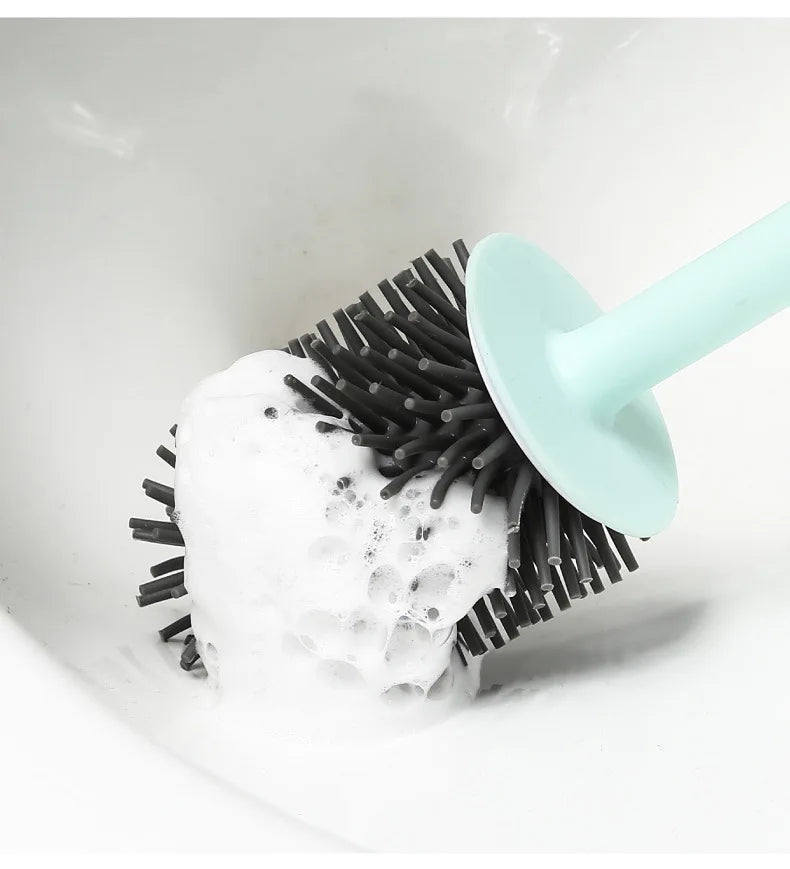 WIKHOSTAR Toilet Brush Silicone Toilet Quick Drying Cleaning Brush Wall Mount Gap Brush with Holder Tool Bathroom Accessories