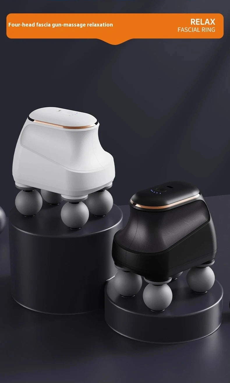 Portable Fascia Gun Muscle Massager Gun Four-head High Frequency Neck Shoulder Waist Massage Machine Professional Fascia Massage