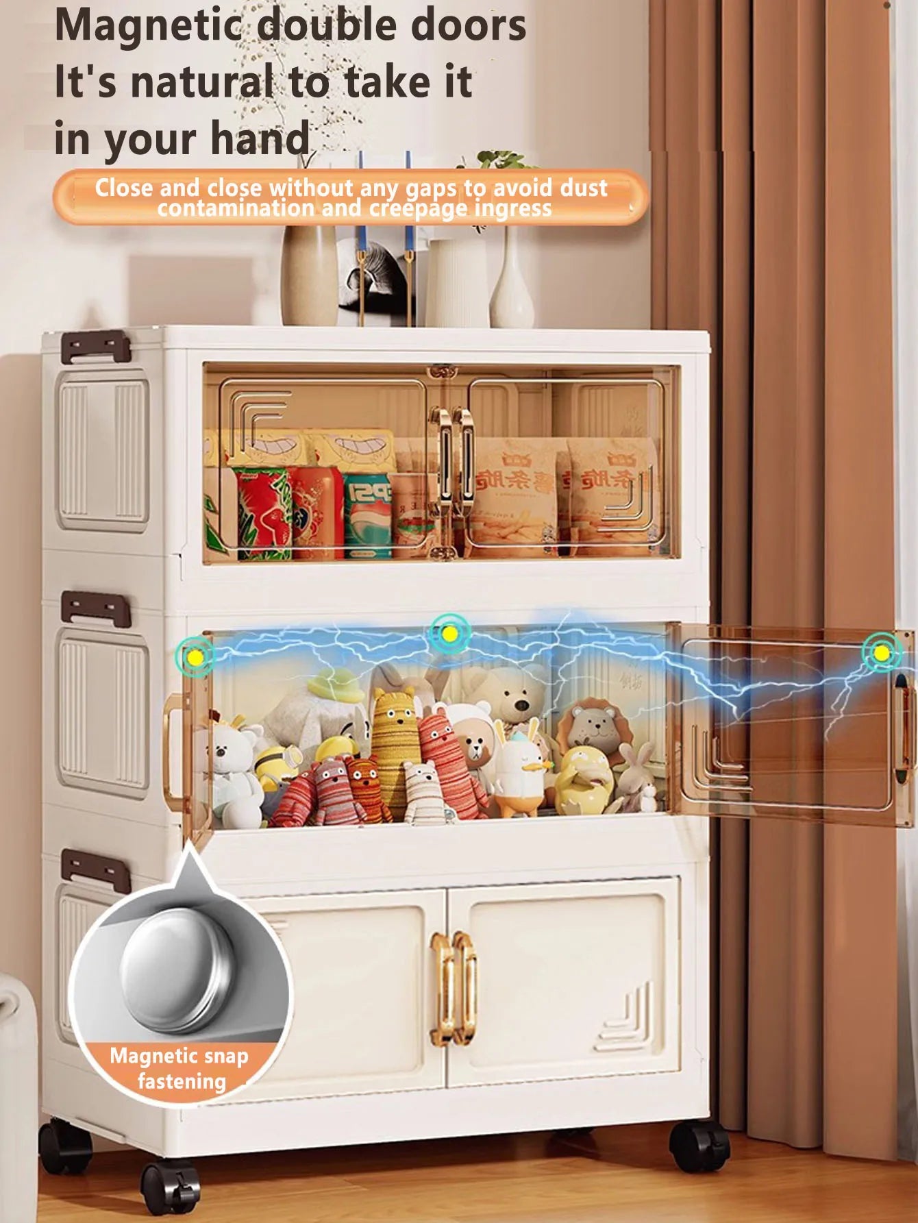 45/55/65cm Length Multifunction Storage Cabinet Large Capacity Foldable Easy-to-Install Storage Box Dustproof Wardrobe