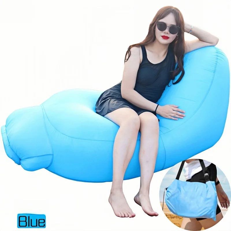 New Explosion-Proof Inflatable Lounge Chair, Light Luxury Portable Lazy Inflatable Bed That Can Sit or Lie Down, Beach, Hiking