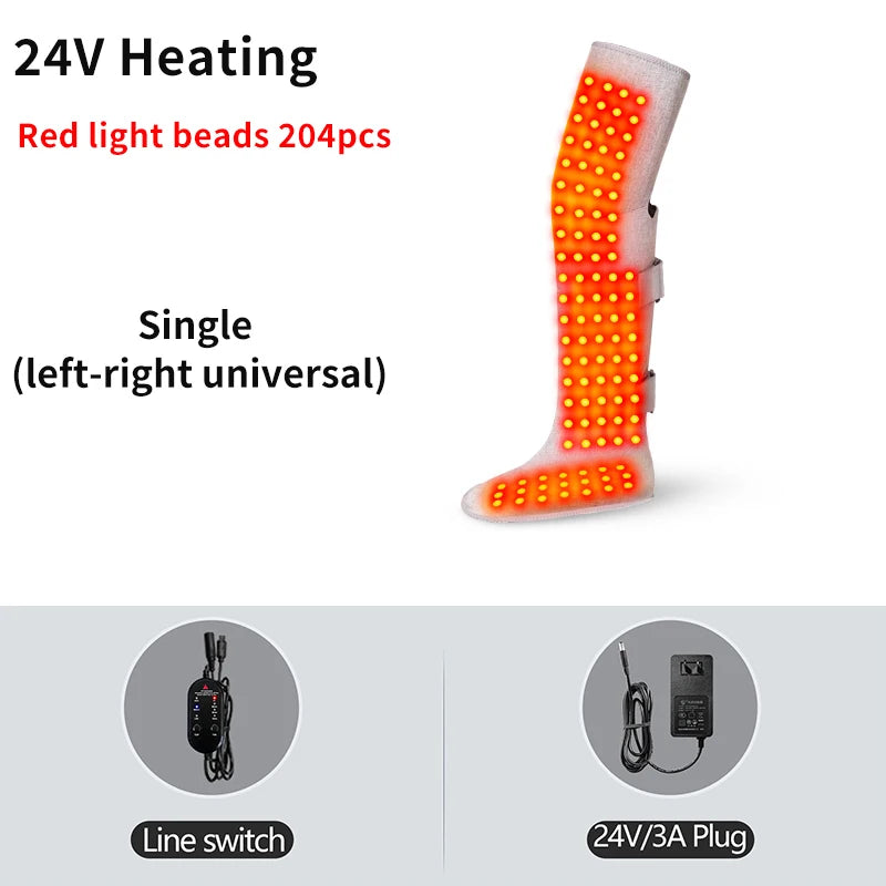 Red Light Therapy Heating Leg & Foot Wrap Electric Heating Knee Brace - Relieve Cold Leg Arthritis Pain with 3-Zone Heat Warm
