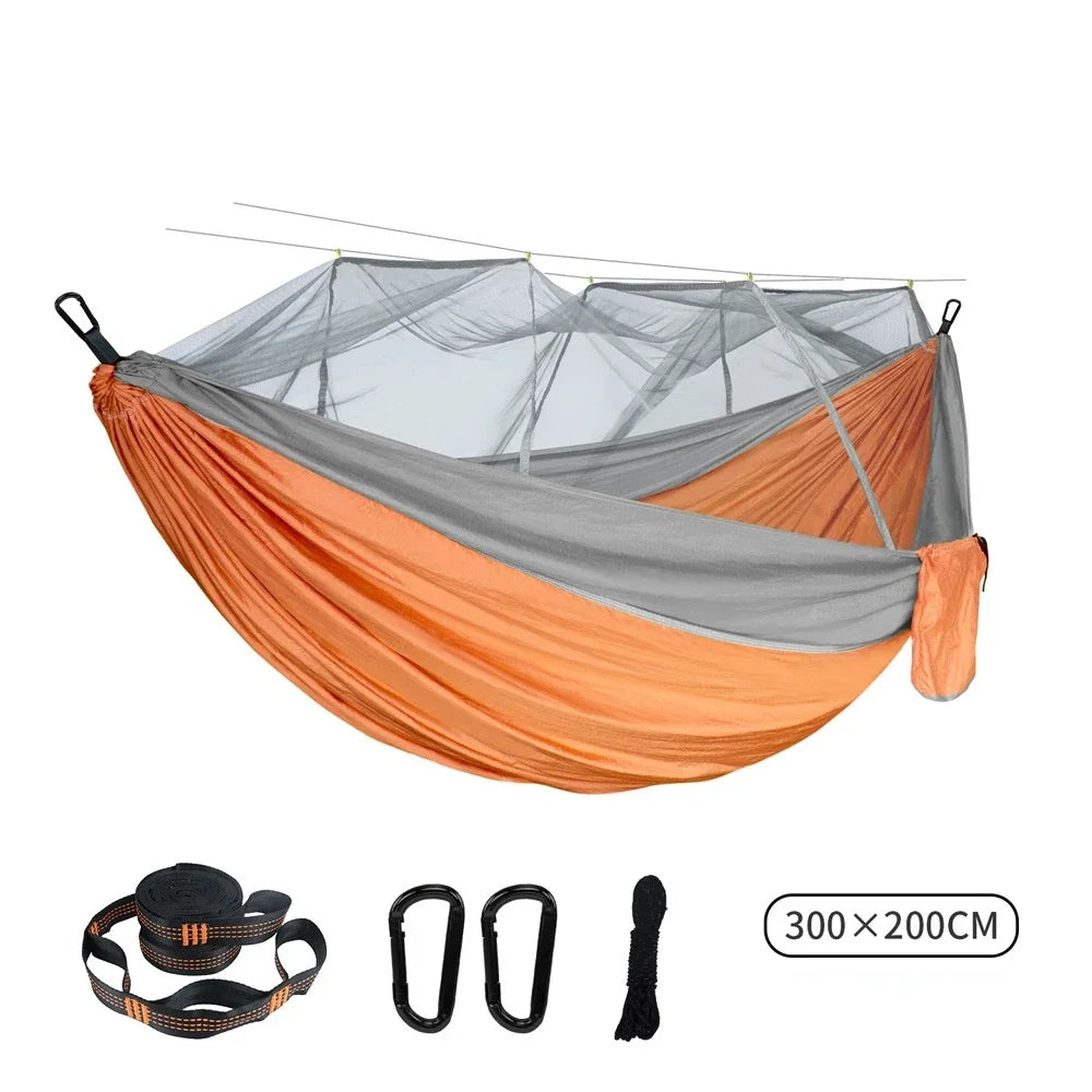 Double Mosquito Net Hammock 300×200CM Size Outdoor Camping Anti-mosquito Hammock Umbrella Cloth Nylon Anti-rollover Camping