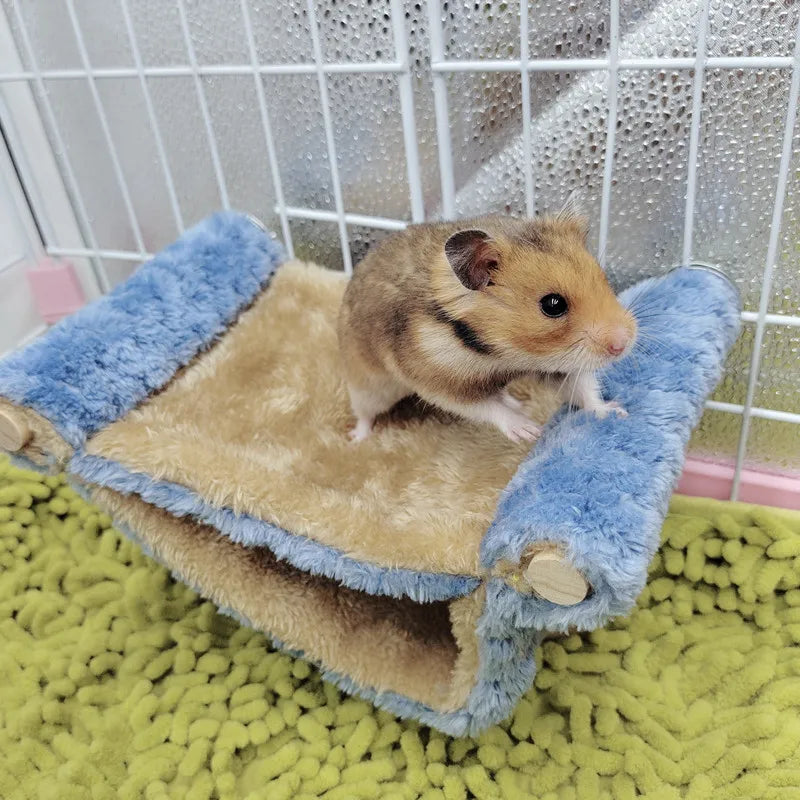 Pet Hammock for Small Animal Double Thick Plush Warm Bed for Hamster House Nest Sleeping Bag Hanging Tree Beds Pet Hamster Nest