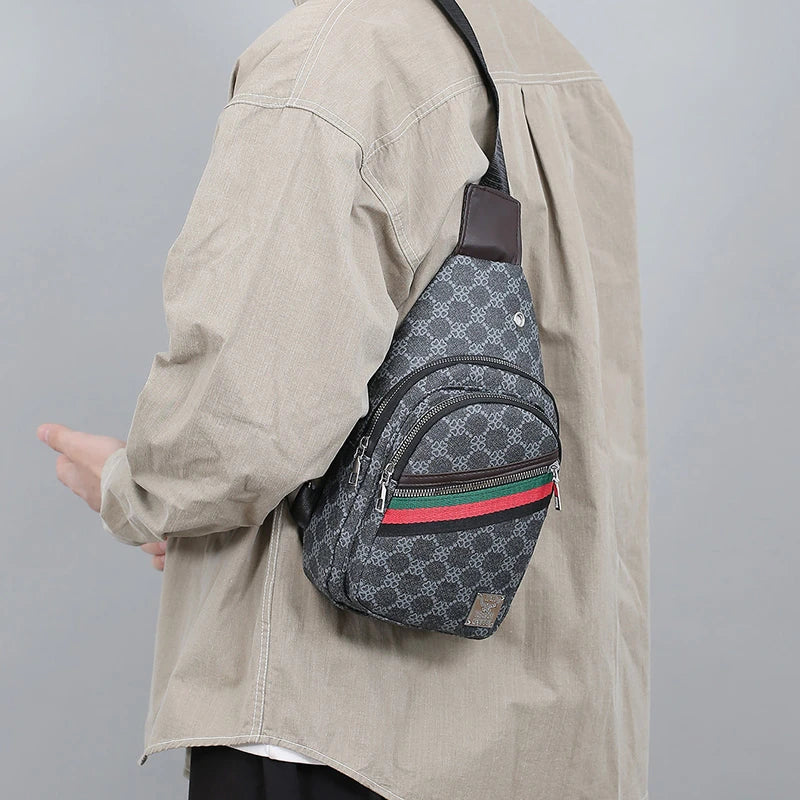 Men's Multifunction Messenger Bag Shoulder Cloth Chest Bags Crossbody Casual Handbag with Earphone Hole