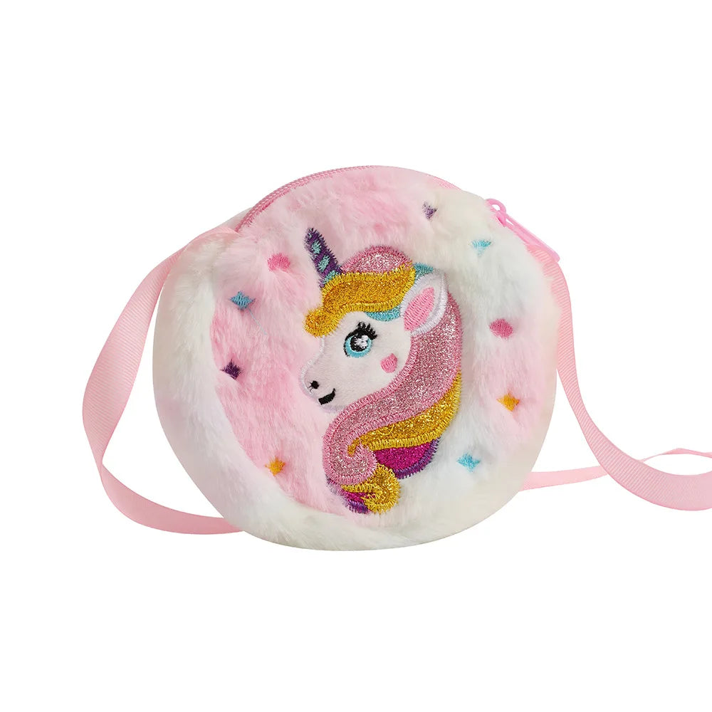 Small Cartoon Unicorn Coin Bag for Toddler Cute Animal Unicorn Eraser Pencil Hair Clip Shoulder Bag Portable Travel Storage Bag