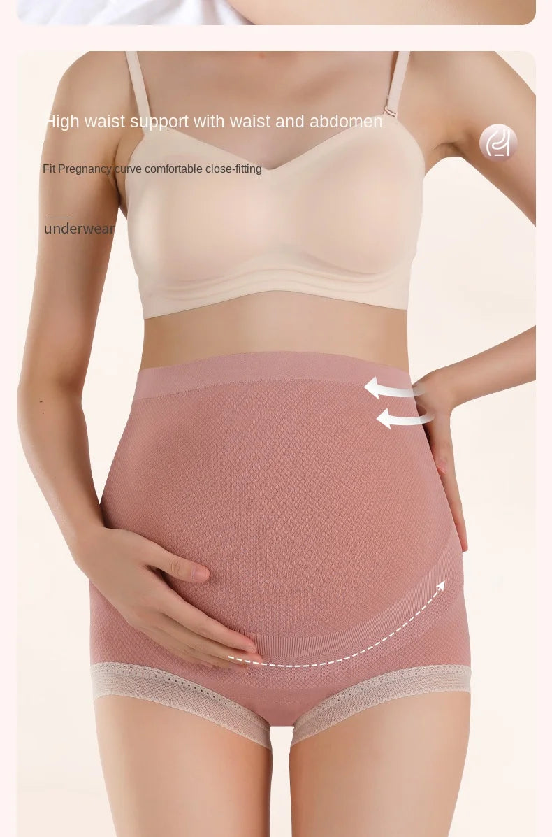 3PCS Maternity Panties High Waist Pregnant Panties Adjustable Belly Support Briefs for Pregnant Women Lace Solid Cozy Intimates