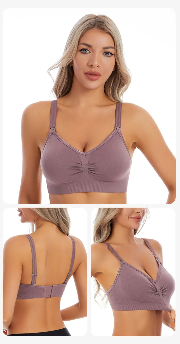 New Wireless Front Open Nursing Bra Soft Lace Breathable Seamless Maternity Breastfeeding Bras Maternal Support For Pregnant