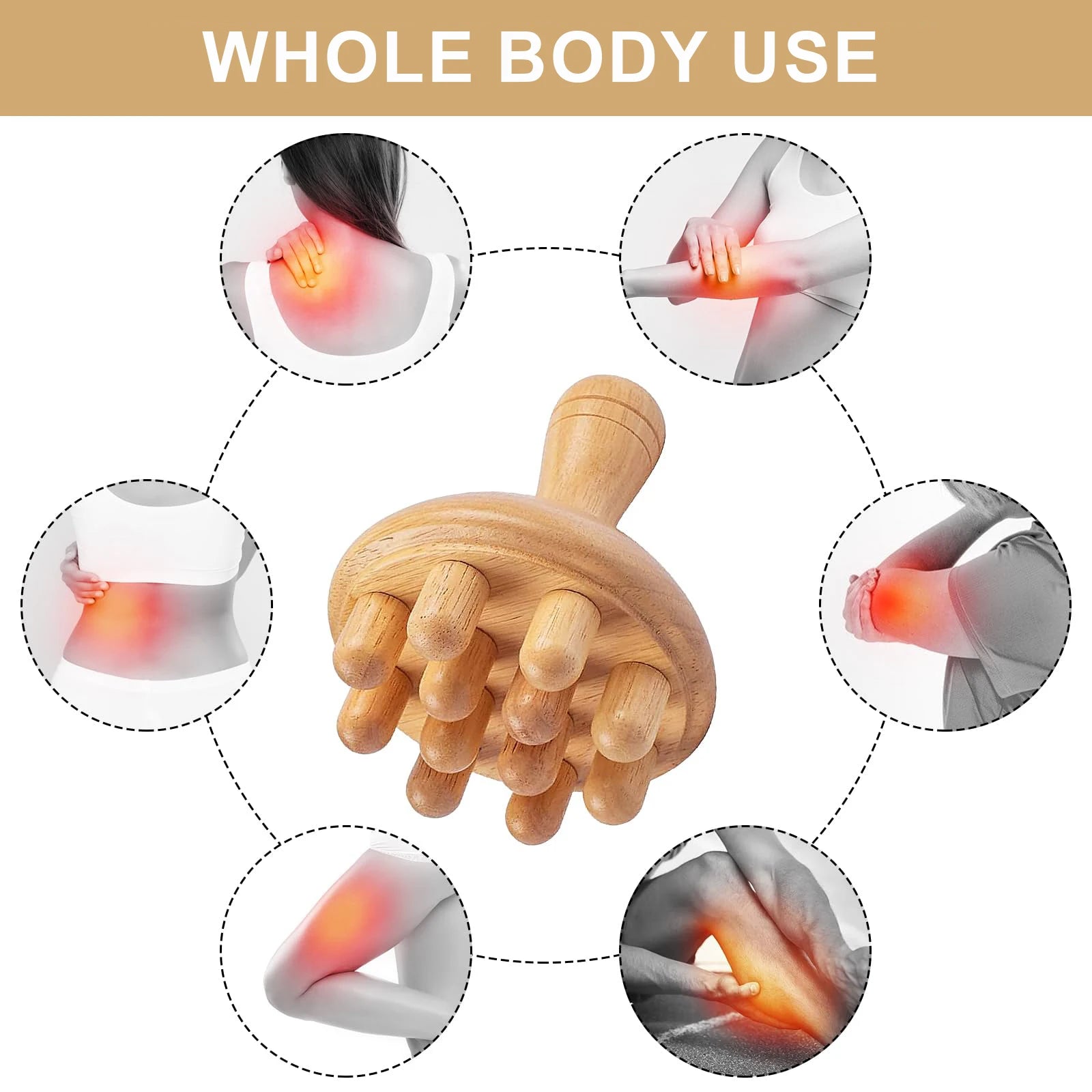 Wooden Mushroom Massager Manual Massage Tool, Wood Mushroom Massage Tools Muscle Tension Local Fat Gua Sha for Full Body Use