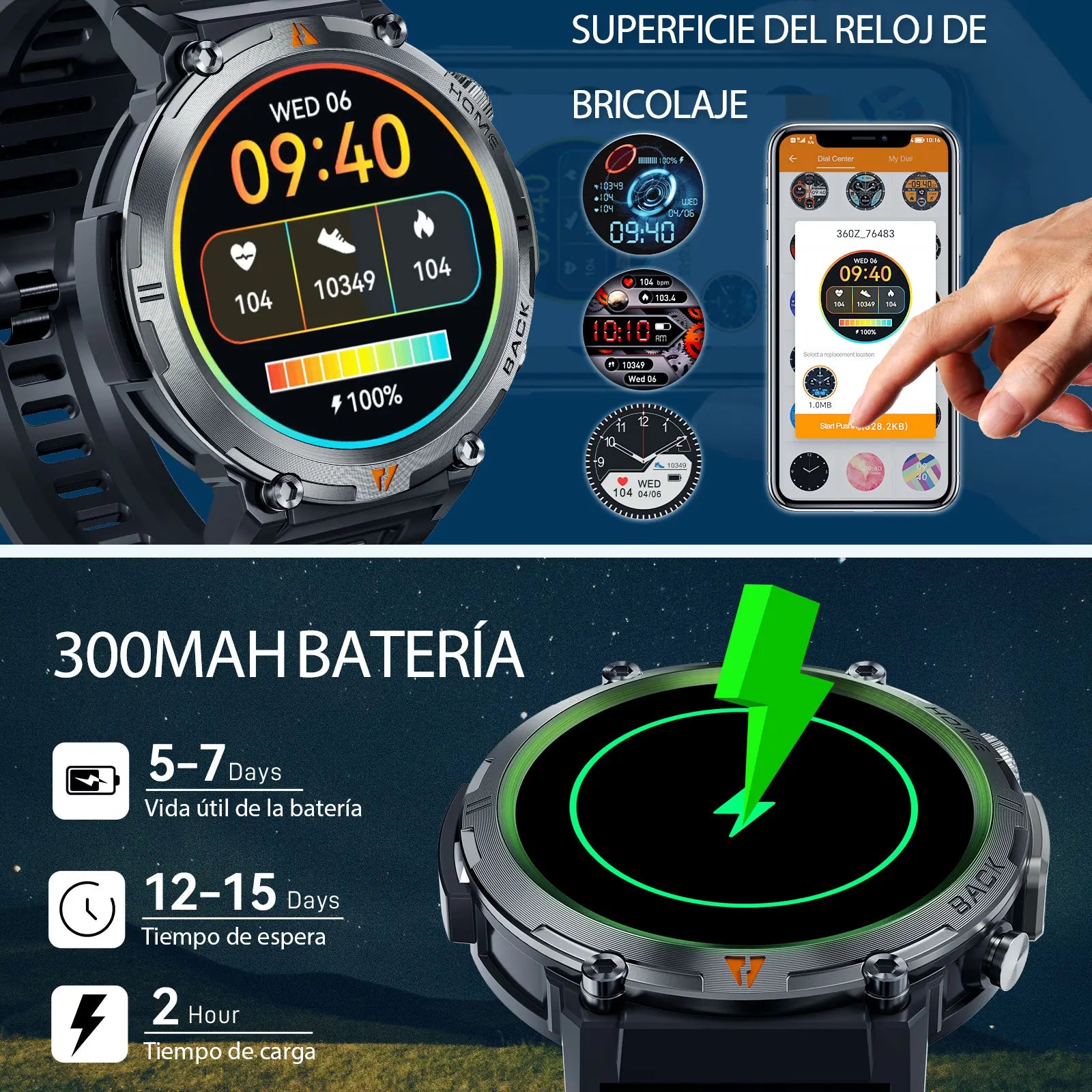 EIGIIS KE3 Smart Watch 3ATM Waterproof Original Design For Men Bluetooth Call Health Monitor With Flashlight 100+ Sports Modes