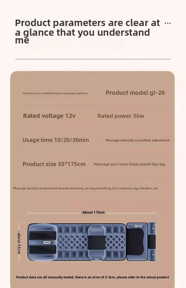 Cervical Massager Neck Waist Back Full Body Multifunctional Massage Cushion Home Recliner Electric Mattress