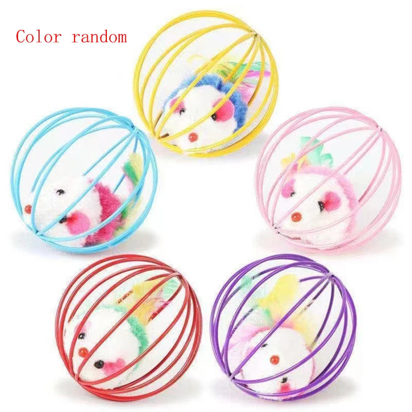 Hot cage rat happy cat toy plush simulation color mouse fun cat ball fun cat fun fun pet supplies
