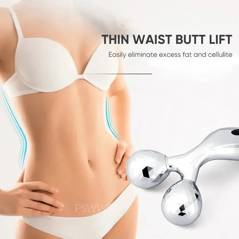 One Piece 3D Facial Roller Massage Tool - 3D Roller Face Slimmer - Manual Facial Massager - Silver