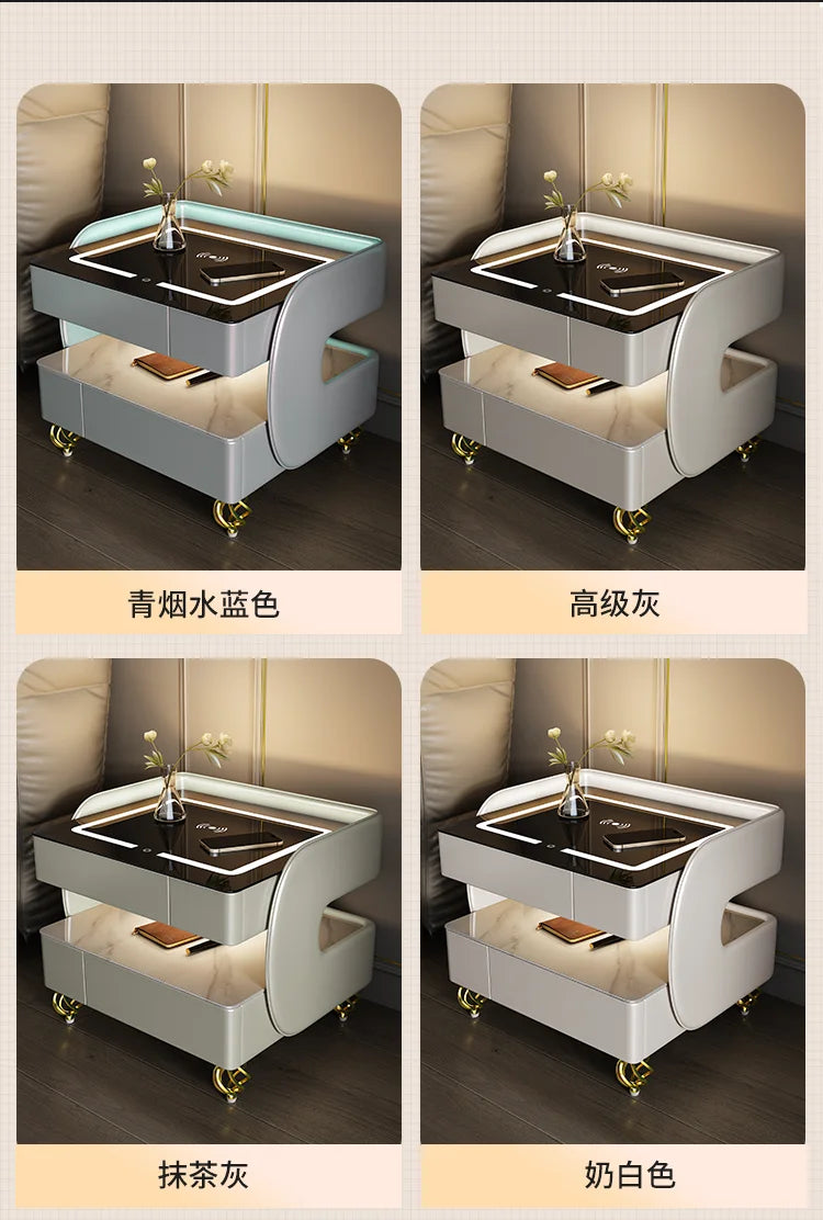Modern Aesthetic Nightstands Wireless Charging Design Minimalist With Light Bedside Table Elegant Trendy Cajoneras Furniture