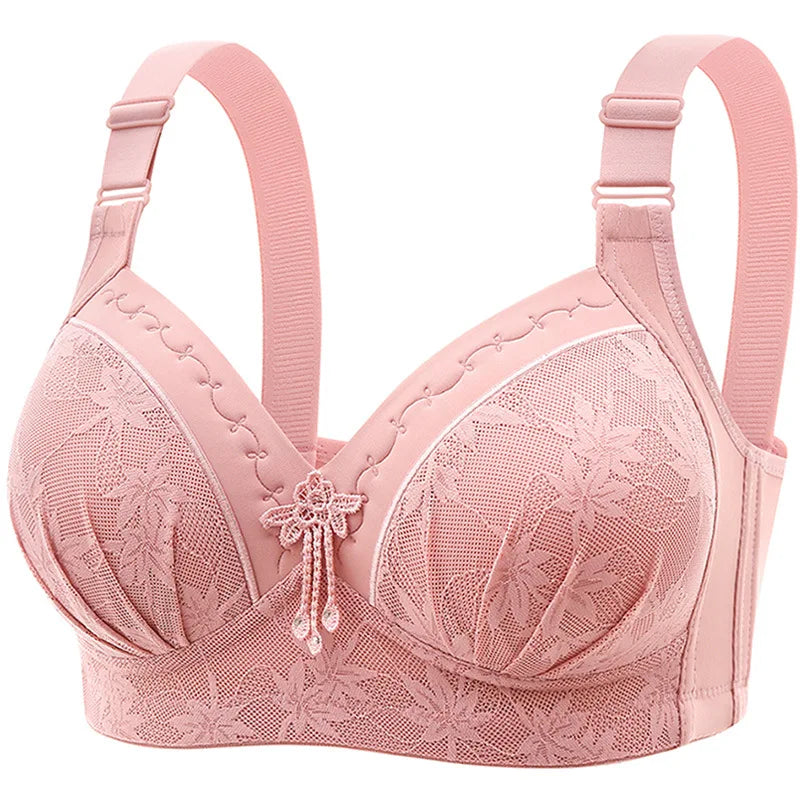 New Lace Printed Oversized Pregnant Women's Breastfeeding Underwear Comfortable Without Steel Ring Gathering Anti Sagging Bra