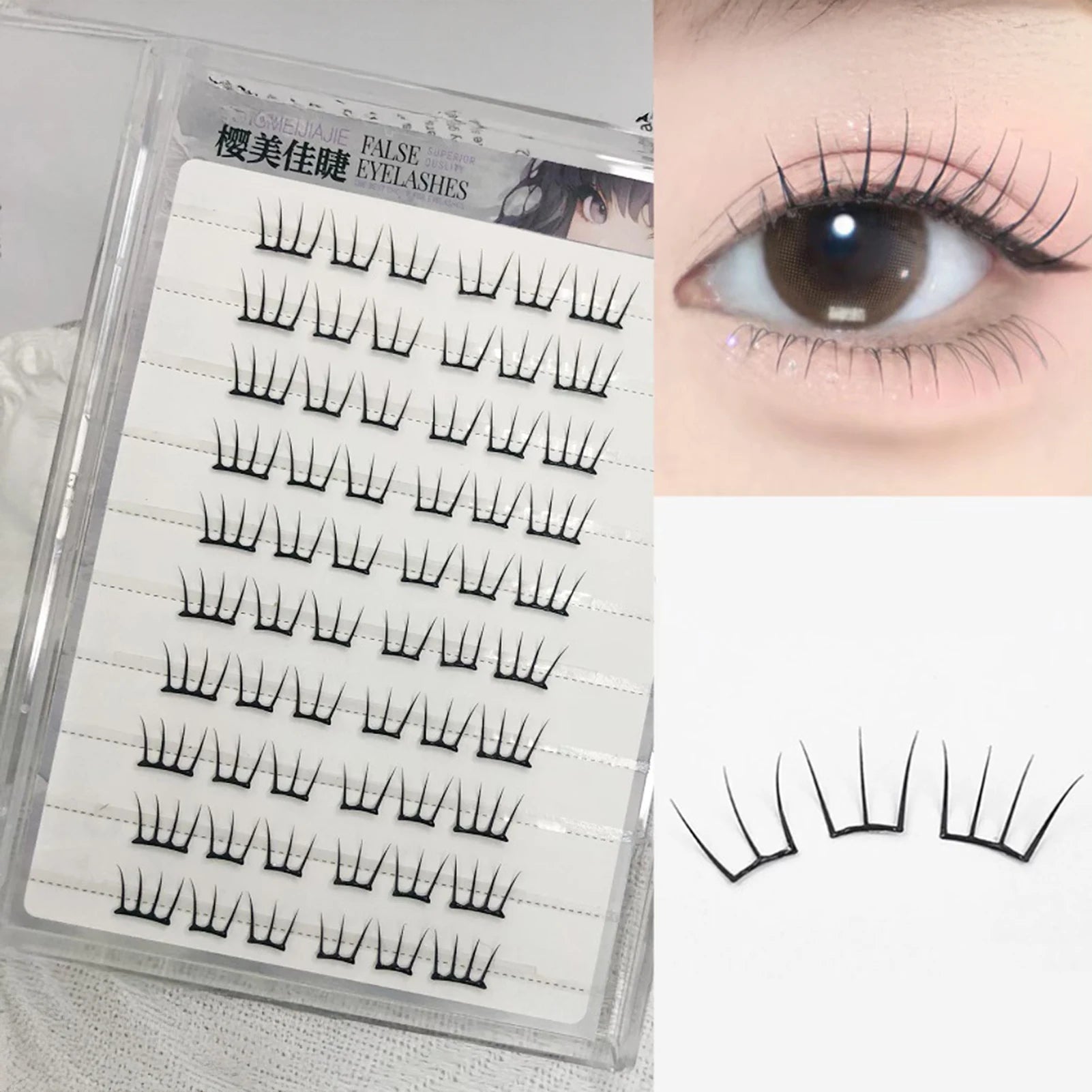 Glue-free Korean Style False Eyelashes Girl Group Fashion Eyelash Extension Natural Manga Segemented DIY Lashes Large Capacity