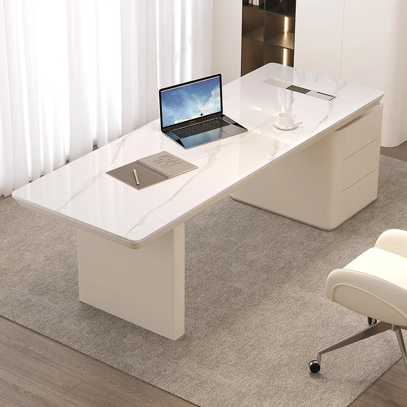White minimalist office desk modern Elegant high-end design executive desk Mid century luxurymesa ordenador interior furniture