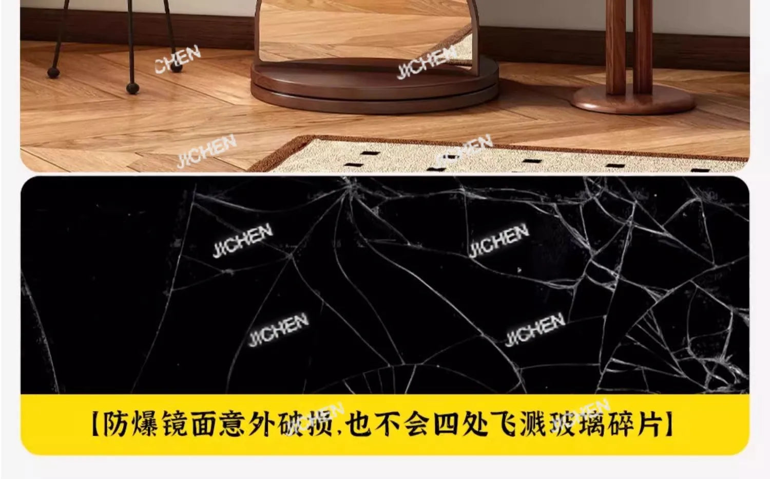 Wave rotating full-length mirror Vertical movable full-body floor mirror Magazine bookshelf Rotating storage fitting mirror