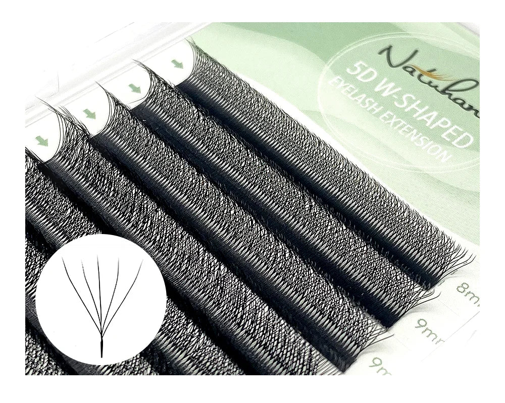 NATUHANA W-Shaped 4D 5D Volume Eyelash Extensions Premade Volume Fans W Shape Lashes Natural Soft False Eyelashes for Makeup