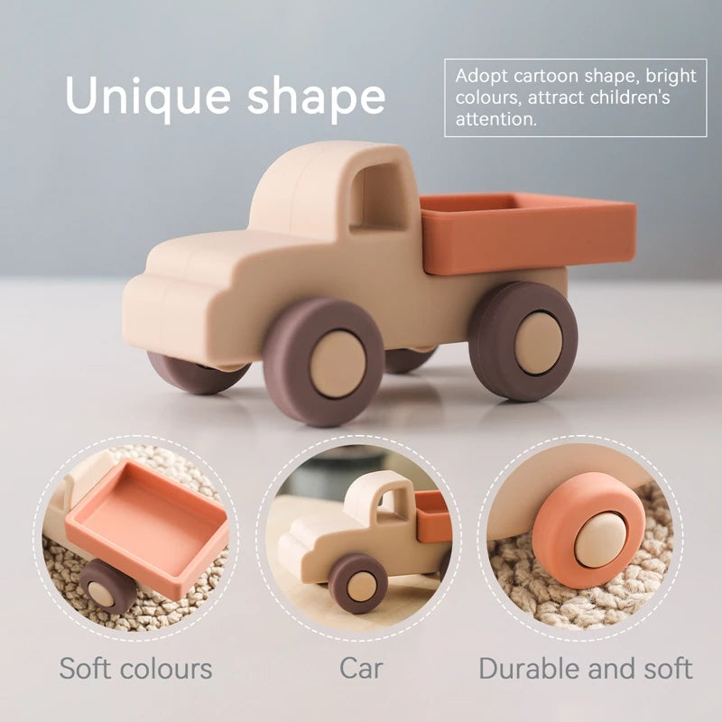 1Pcs Food Grade Baby Silicone Teether Toy Cartoon Car Nursing Teething Ring BPA Free Newborn Health Molar Chewing Accessorie Toy