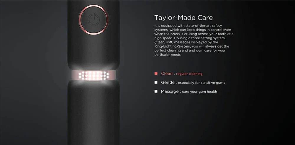 Fairywill P11 Sonic Whitening Electric Toothbrush Rechargeable USB Charger Ultra Powerful Waterproof 8 Heads and 1 Travel Case