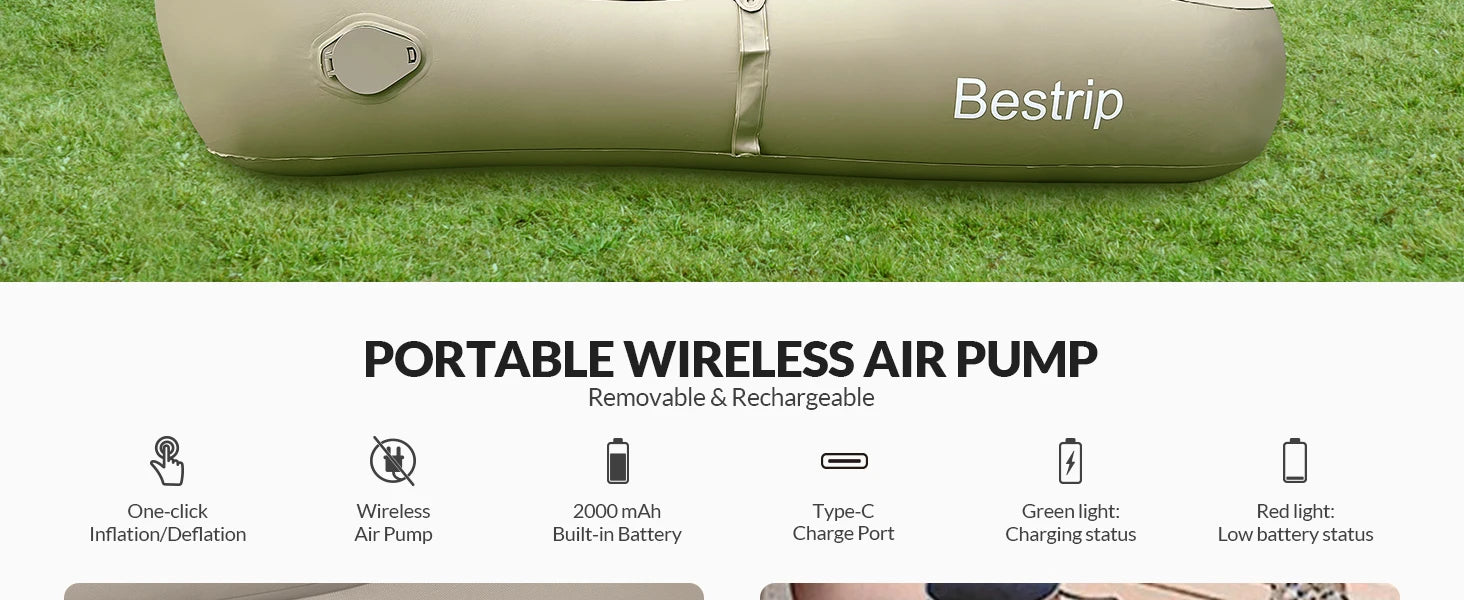 Bestrip Inflatable Couch, Air Mattress Sofa Bed Camping Air Chair For Backyard Beach Travel Camping Picnic Outdoor Furniture