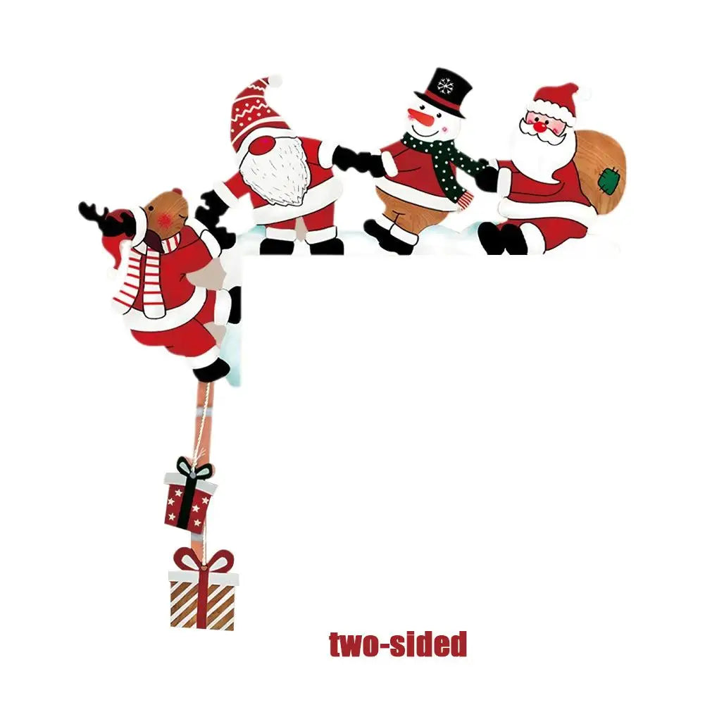 2026 New Wooden Santa Door Corner Decor Snowman Reindeer Pendant Christmas Cartoon Door Frame Decor Party Christmas Ornament
