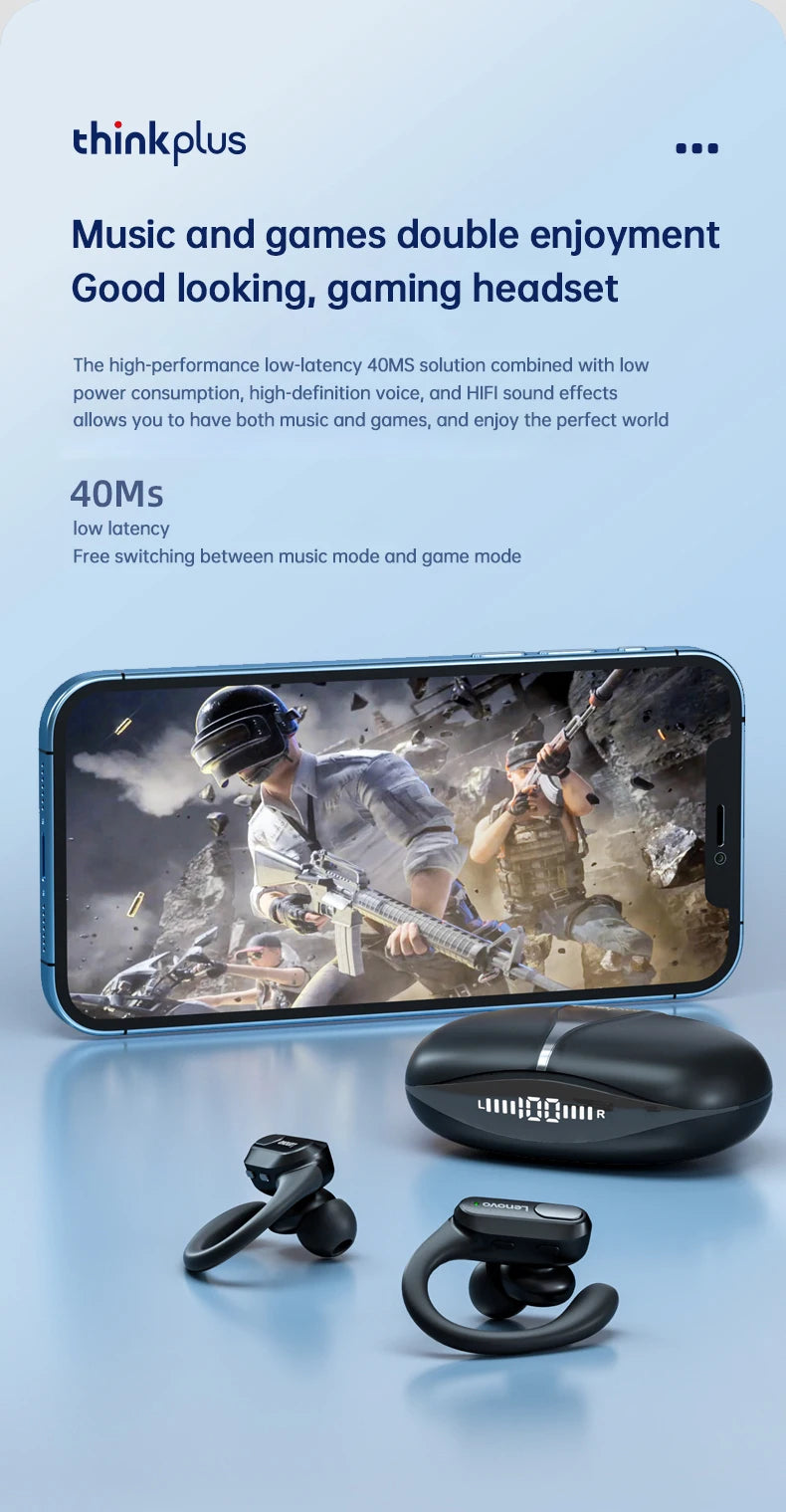 Original Lenovo XT80 Sports Wireless Earphones with Mics, LED Power Display,Hifi Stereo Sound Bluetooth 5.3 TWS HeadphHeadphones