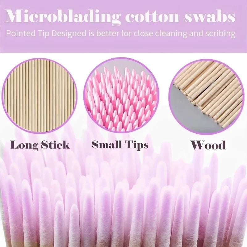 100/300/500Pcs Disposable Wood Cotton Swab Double Head Lipstick Ear Swabs Eyelash Cleaning Cotton Buds Manicure Beauty Supplies
