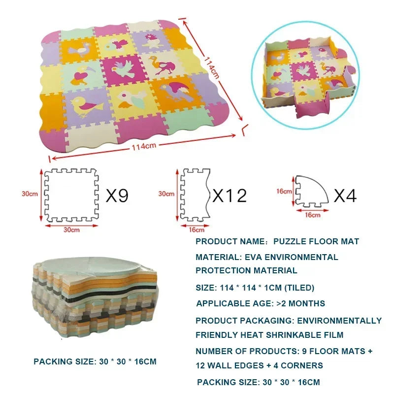 EVA Foam Play Mat with Fence Baby Puzzle Jigsaw Floor Mats Thick Carpet Pad for Kids Educational Toys Activity Pad Playmat