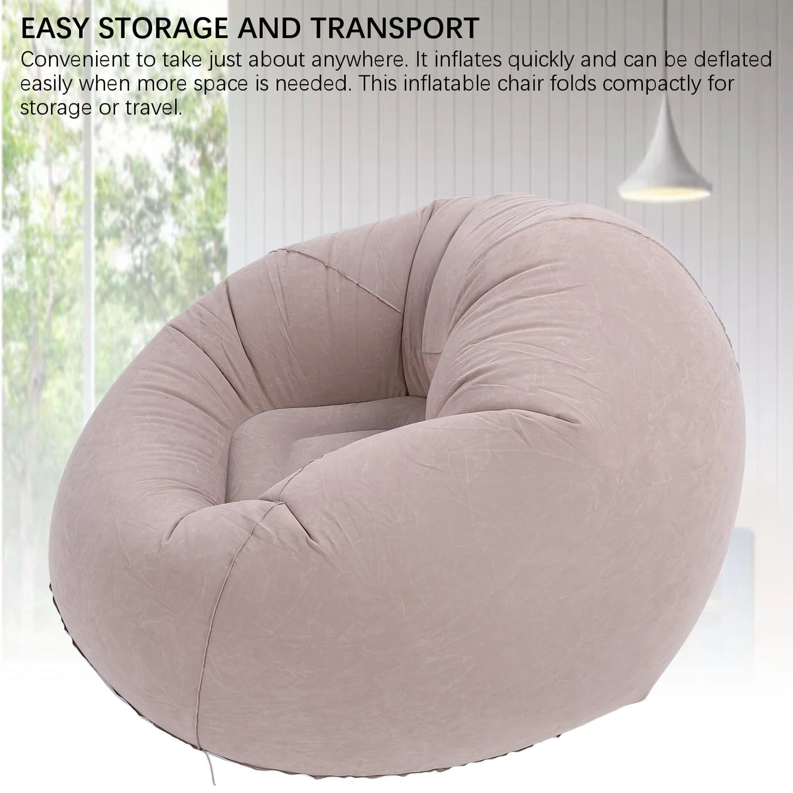 ZK20 Inflatable Lounge Chair Portable Sofa Couch for Living Room Bedroom Balcony Reading Room Gray