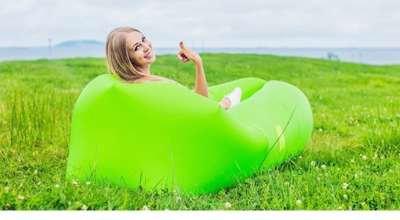 Portable Folding Inflatable Sofa  Outdoor Single Lazy Sofa Bed Fast Inflatable Seatings  Air Sofa Beach Party Camping Use
